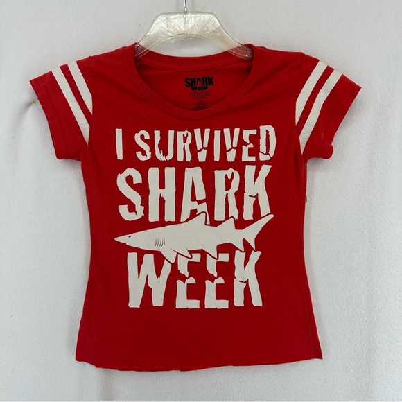 Other - I Survived Shark Week V Neck T Shirt Girls M Red